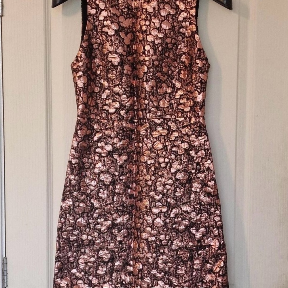Alice + Olivia Brown and White Halter Sheath Mini Dress